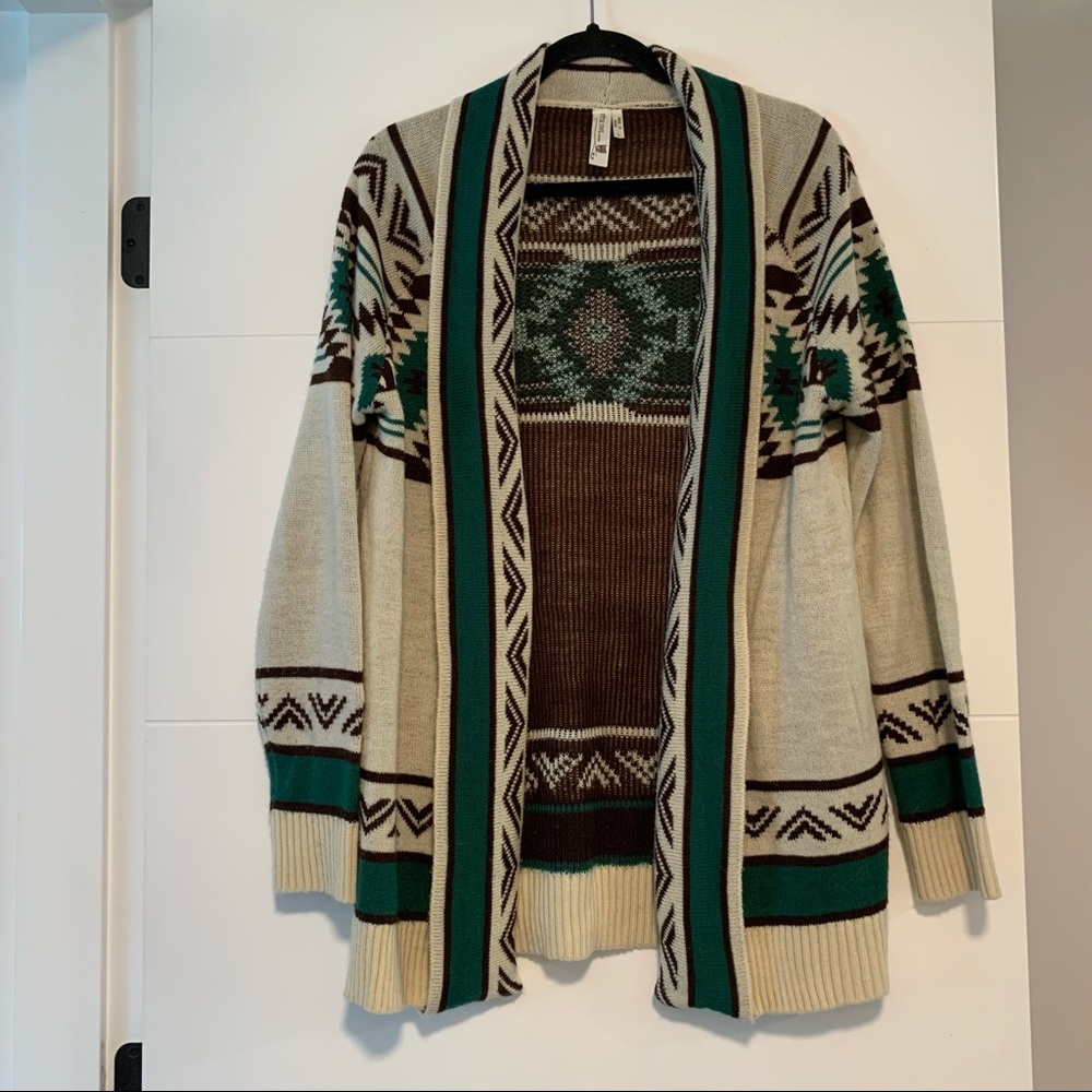 Pink Owl | Open Front Patterned Knit Sweater